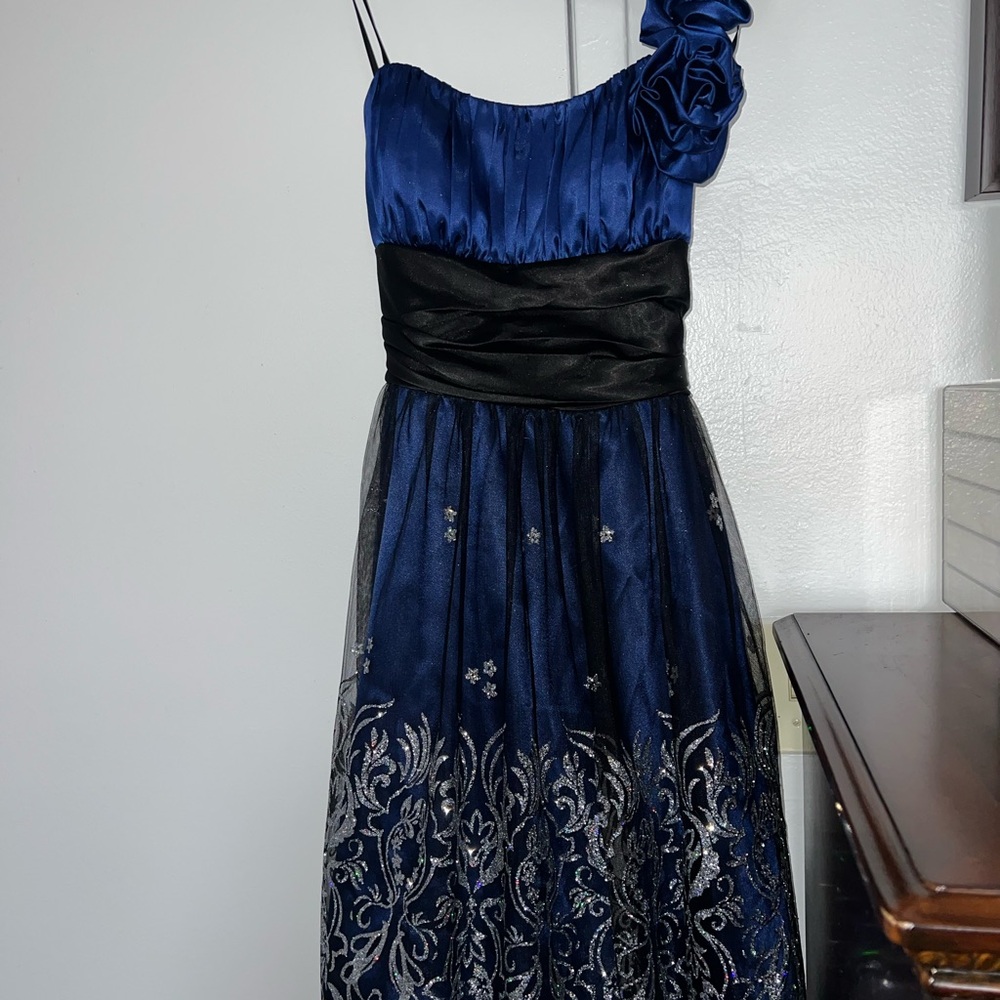 Blondie Nites Blue and Black Formal Kids Dress